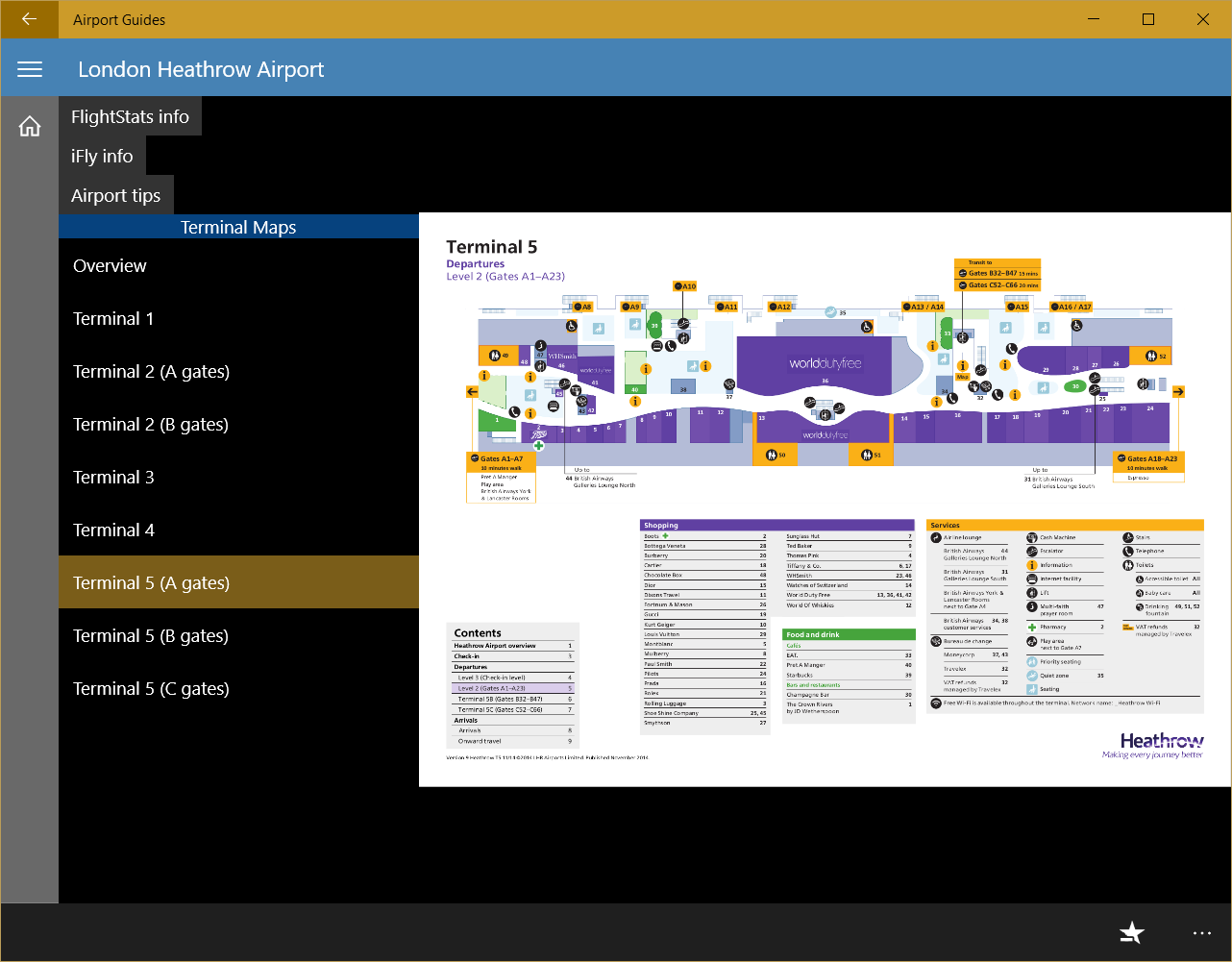 Airport information and terminal maps