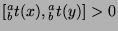 $[{^a _b}t(x),{^a _b}t(y)]>0$