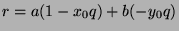 $r=a(1-x_0q)+b(-y_0 q)$