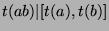 $t(ab)\vert[t(a),t(b)]$