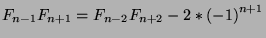 $F_{n-1}F_{n+1}=F_{n-2}F_{n+2}-2*{(-1)}^{n+1}$