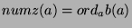 $numz(a) = {ord}_a b(a)$