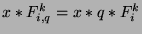 $x*F_{i,q}^k = x*q*F_i^k$