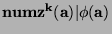 $\mathbf{numz^k (a)\vert\phi(a)}$