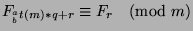 $F_{{^a _b}t(m)*q+r}\equiv F_r\pmod{m}$