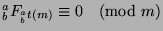 ${^a _b}F_{{^a _b}t(m)}\equiv 0\pmod{m}$