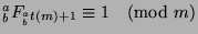 ${^a _b}F_{{^a _b}t(m)+1}\equiv 1\pmod{m}$